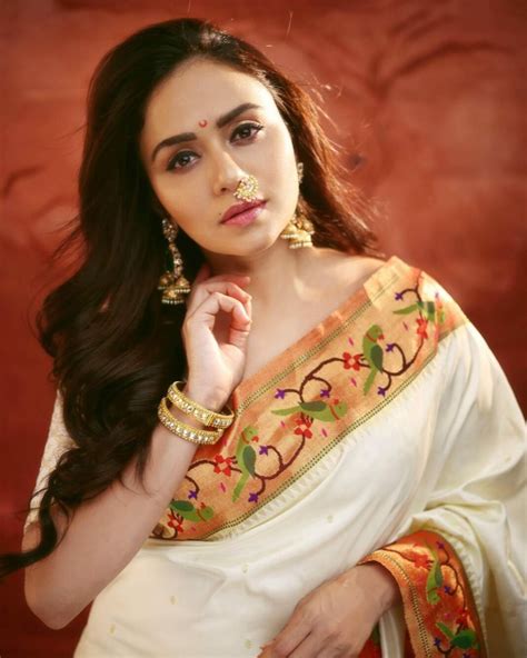 amruta khanvilkar in saree|More.